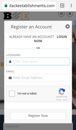 mobile register form
